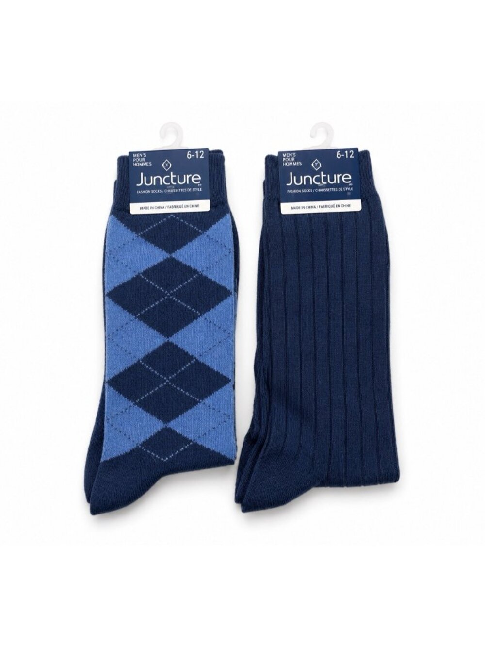 Juncture Men Crew Dress Socks Argyle Solid Print Multicolor Shoe Size 6-12